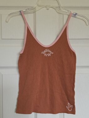 Universal Thread Ribbed Camisole with hand stamped Dinosaur